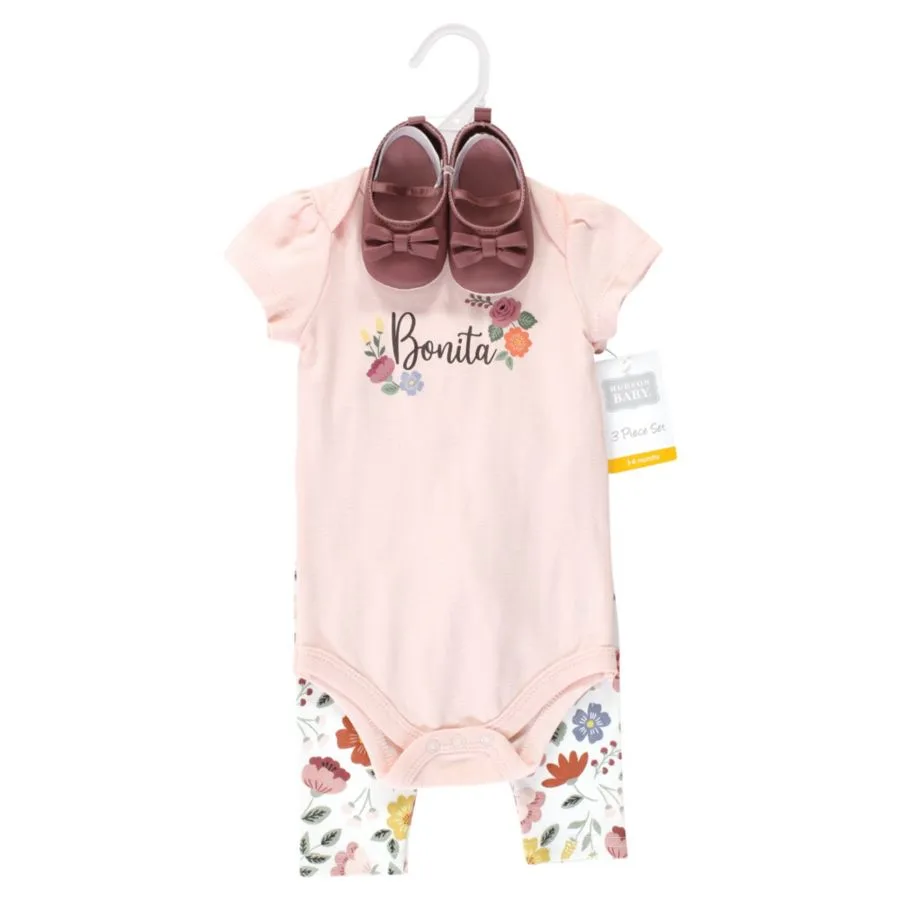 Хлопковый боди, брюки и комплект обуви Hudson Baby, Bonita Short Sleeve — фото 2
