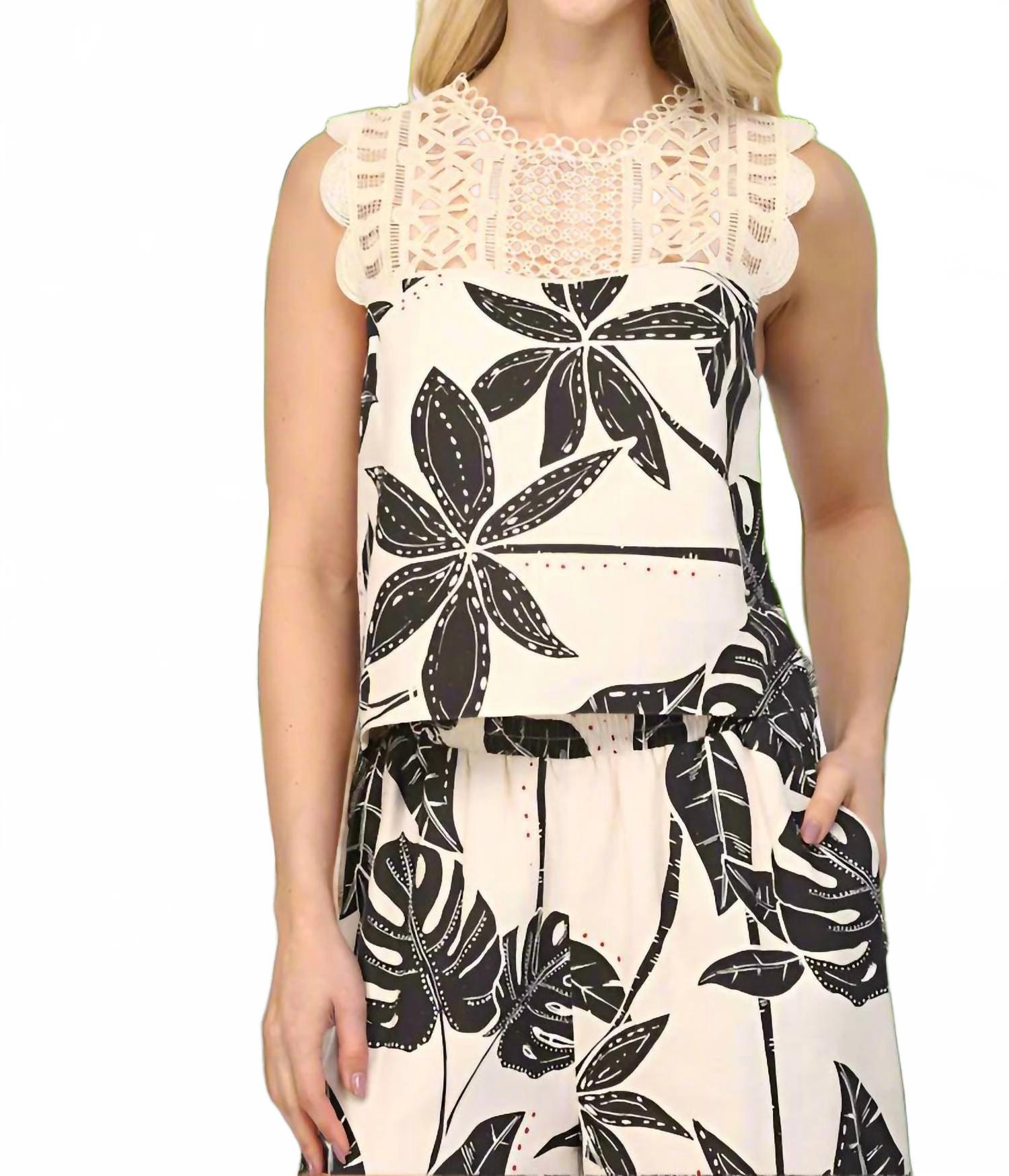 

Укороченный топ с тропическим принтом, цвет серо-коричневый, многоцветный Fate, Taupe Multi