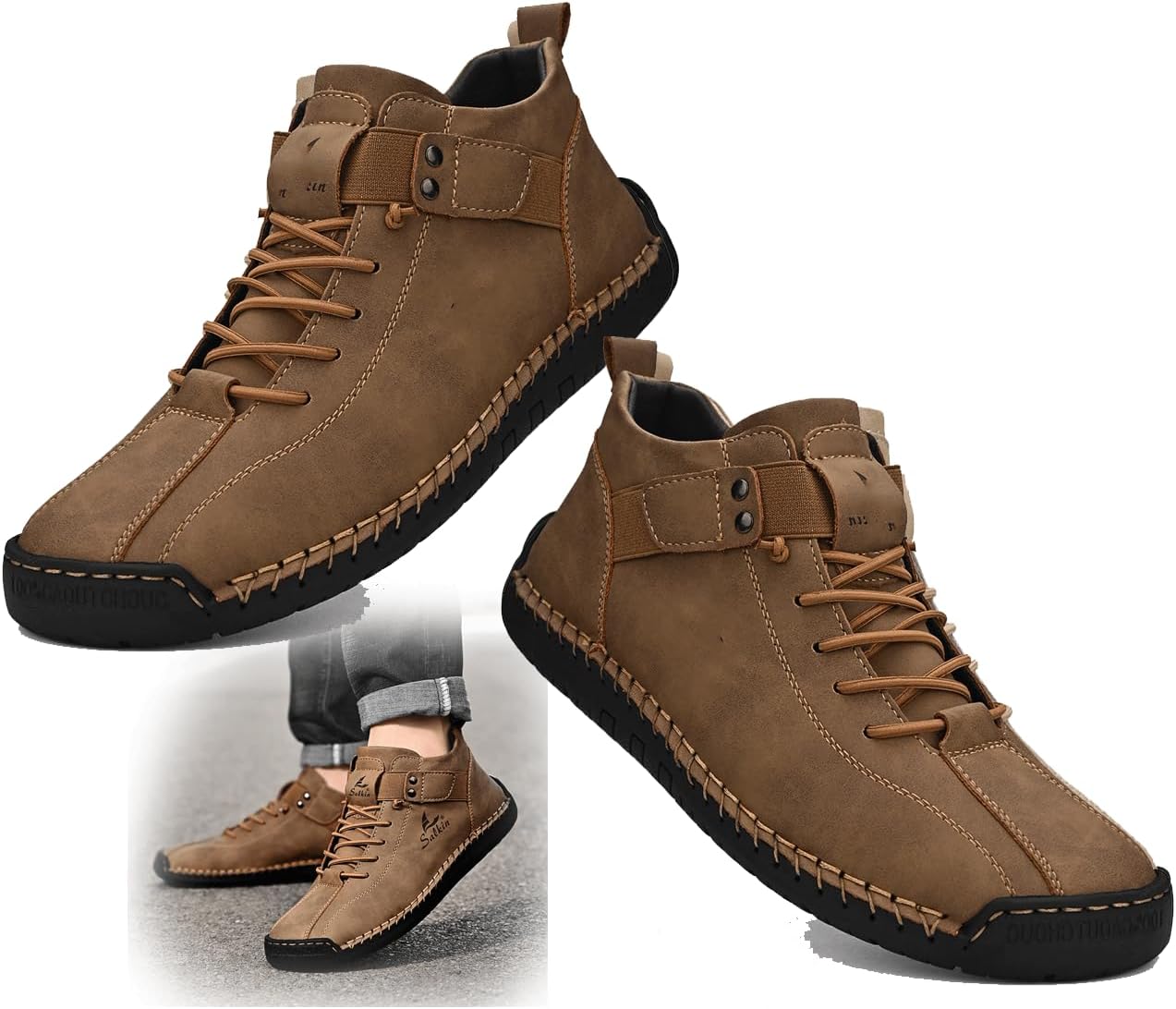 

Мужские лоферы без застежек для прогулок, дышащие и износостойкие для активного отдыха весной и осенью Generic, хаки