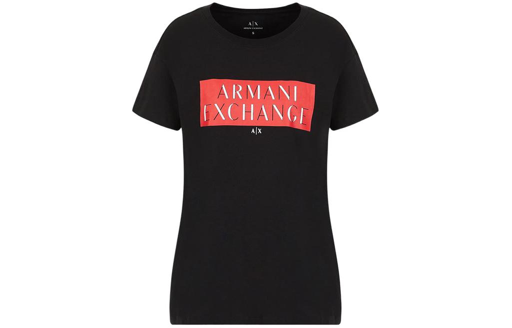 

Футболка с заниженной линией плеча для женщин AE ARMANI EXCHANGE, черный