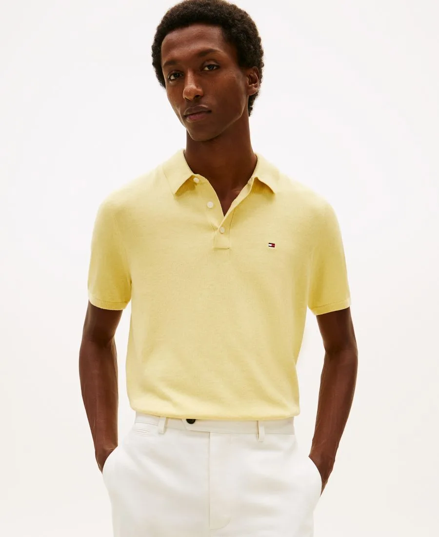 Мужская трикотажная рубашка-поло с коротким рукавом Essential Tommy Hilfiger, Citronella Heather