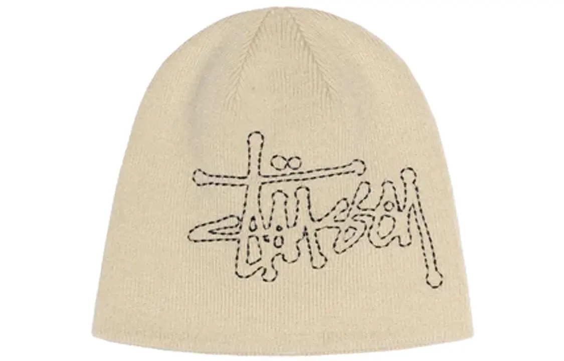 

Акриловая вязаная шапка унисекс бежевый Stussy