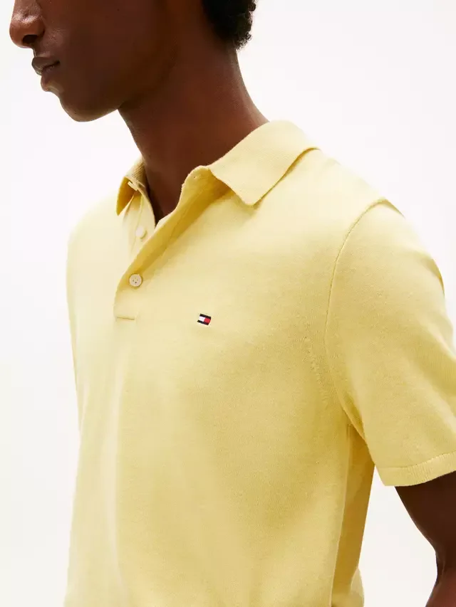 Рубашка-поло из чесаного хлопка, стандартного кроя, с коротким рукавом Tommy Hilfiger, Light Yellow — фото 4
