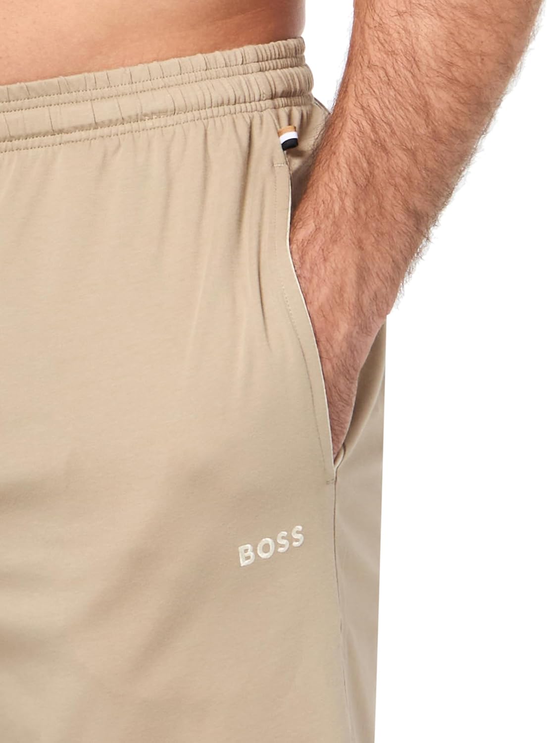 BOSS Мужские хлопковые эластичные шорты для отдыха Mix&Match, Aluminum Taupe — фото 3