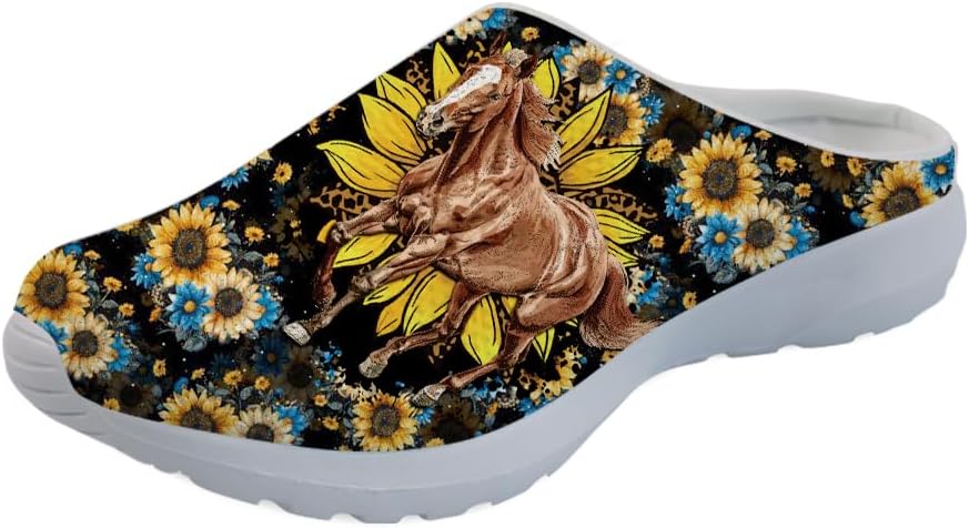 

Женские слипоны-мюли Forchrinse Black Bat Cobweb, мужские садовые сабо, сетчатые прогулочные туфли для повседневной носки, работы и спортзала, Horse Sunflower