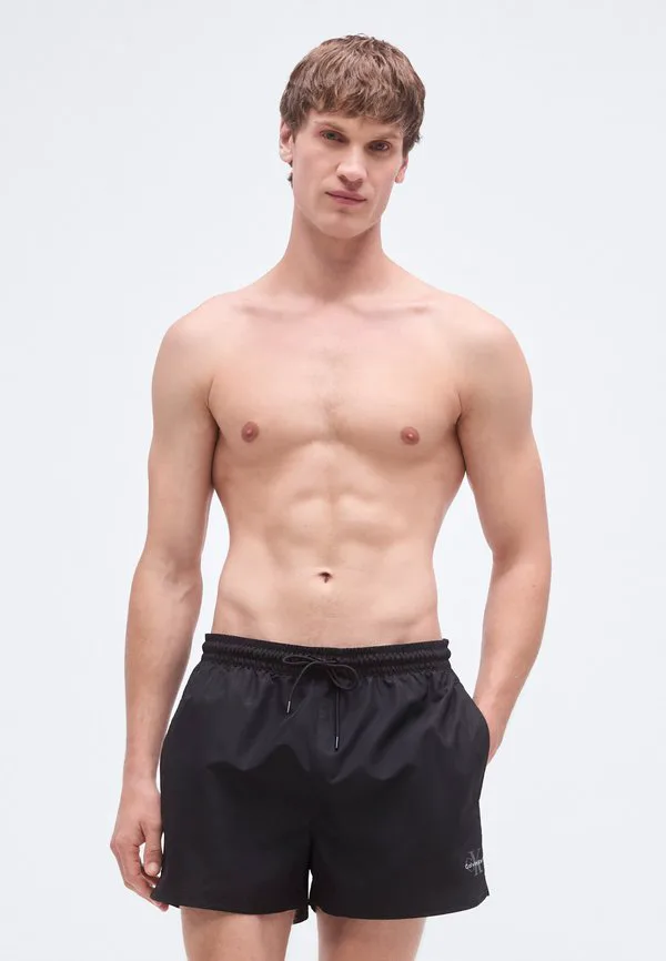 Плавки с поясом на шнуровке и графическим монограммом. Calvin Klein Swimwear, Black — фото 2