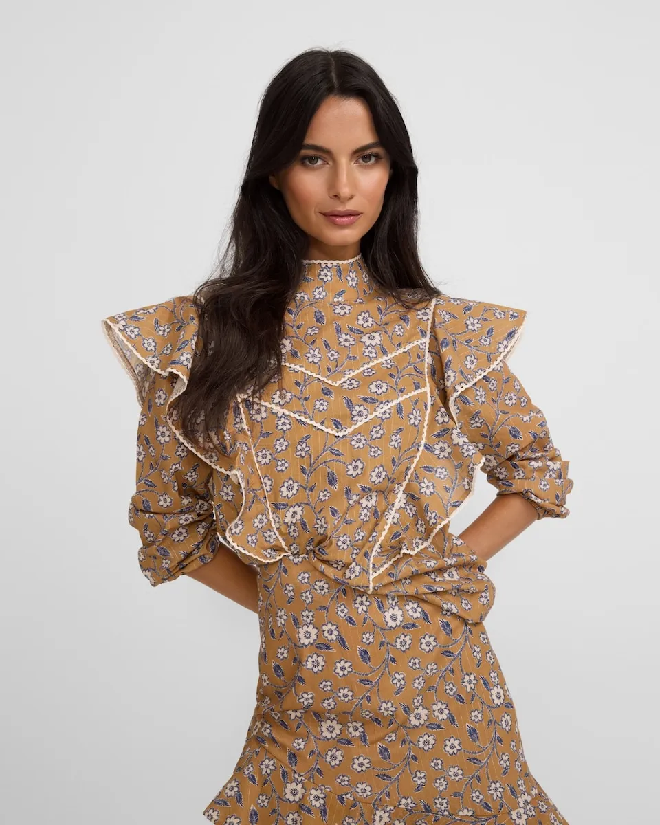 

Женская блузка с рюшами Silbon, песочный