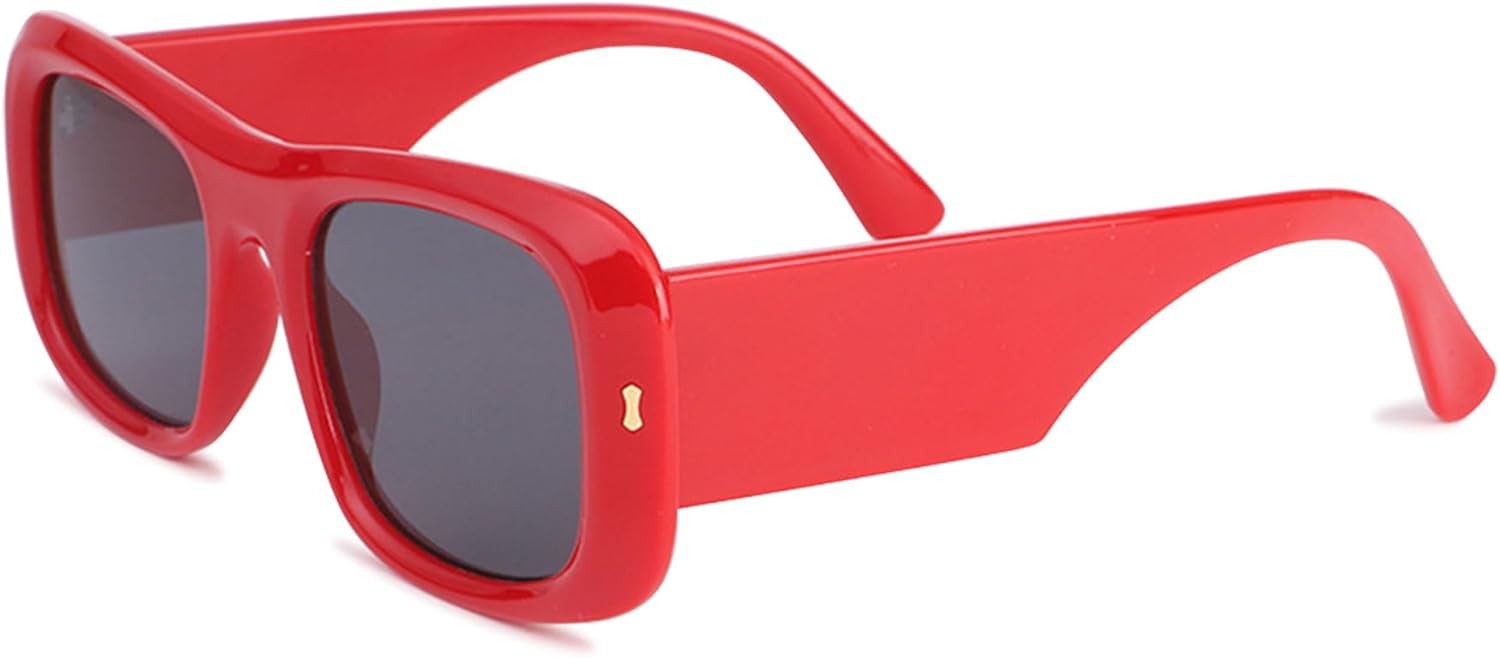 

Большие квадратные солнцезащитные очки для женщин и мужчин, без поляризации, модные, с защитой UV400, большие солнцезащитные очки для водителя, для активного отдыха и путешествий ALKAHE, Red Frame Grey Lens