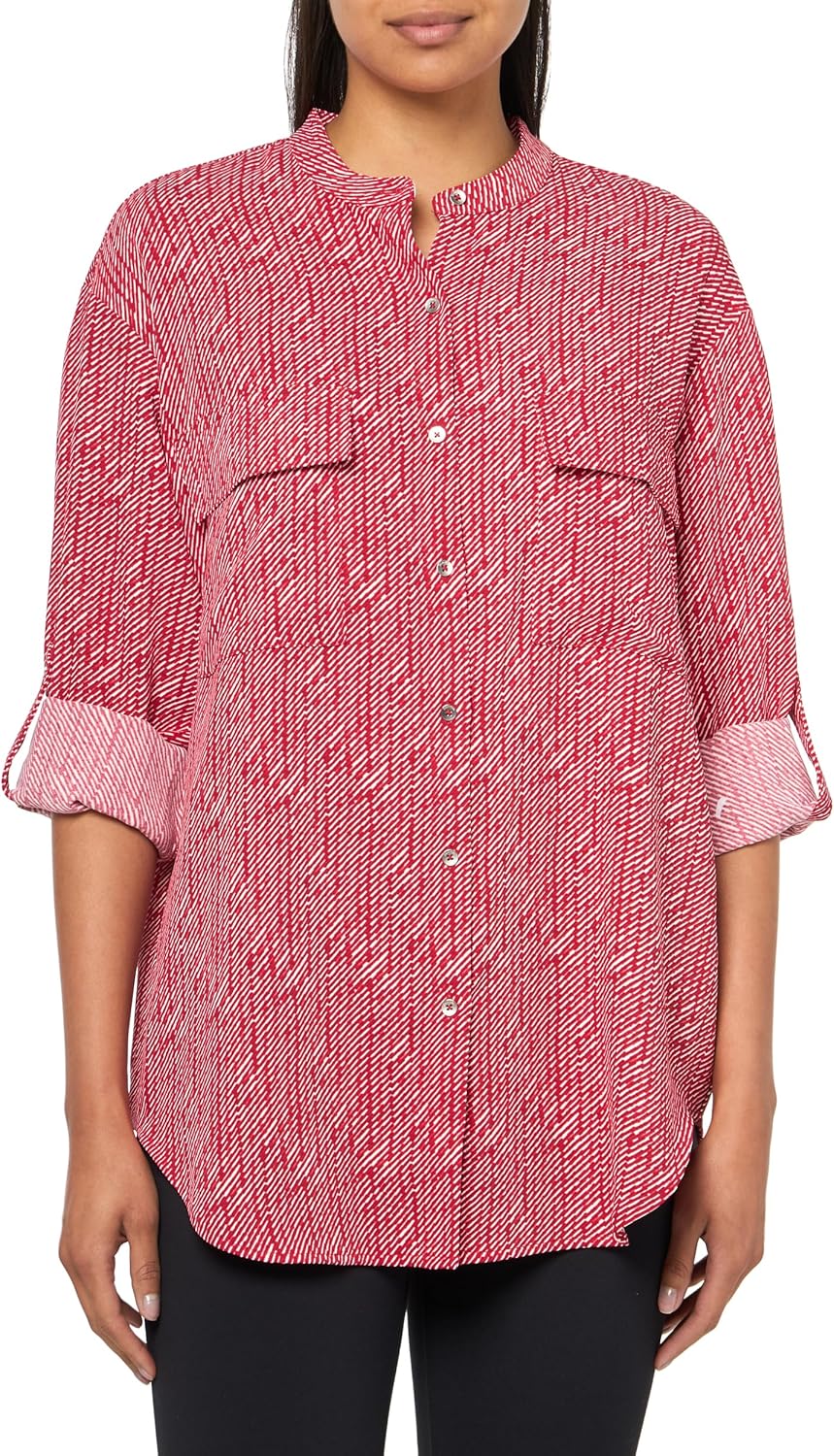 

Женская креповая рубашка Calvin Klein с застежкой на пуговицы, Goji Berry