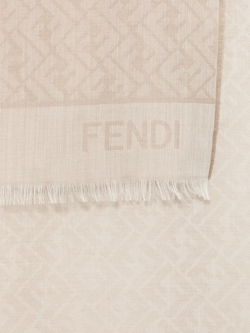 Жаккардовый шарф с логотипом FF FENDI, нейтральный — фото 2