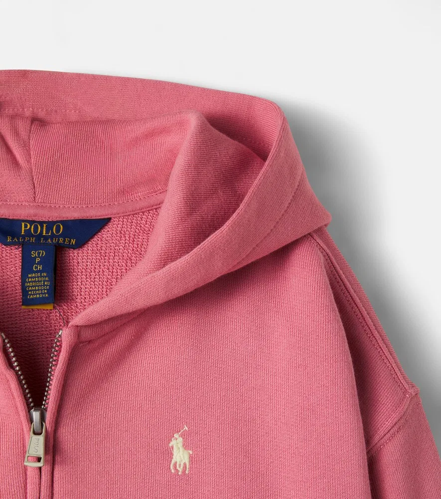 Толстовка на молнии из смесового хлопка Polo Ralph Lauren Kids, розовый — фото 4