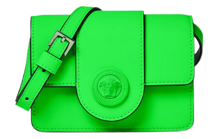 

VERSACE Кожаная мужская наплечная сумка кросс-боди мини зеленая