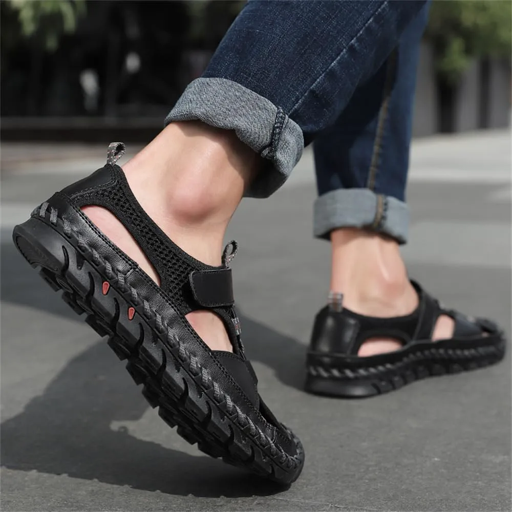 Men's Outdoor Sports Сандалии Summer Handmade Leather Сандалии Casual Beach Fisherman Shoes Abborora, черный — фото 2