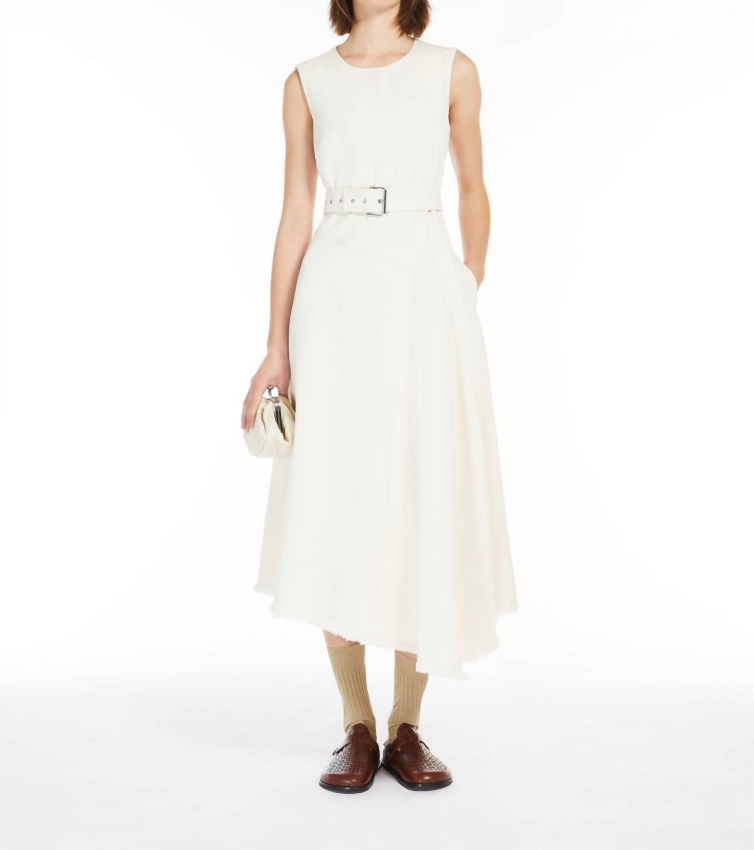 

Платье Durata Cotton Bull Denim с поясом цвета экрю Weekend Max Mara, цвет ecru