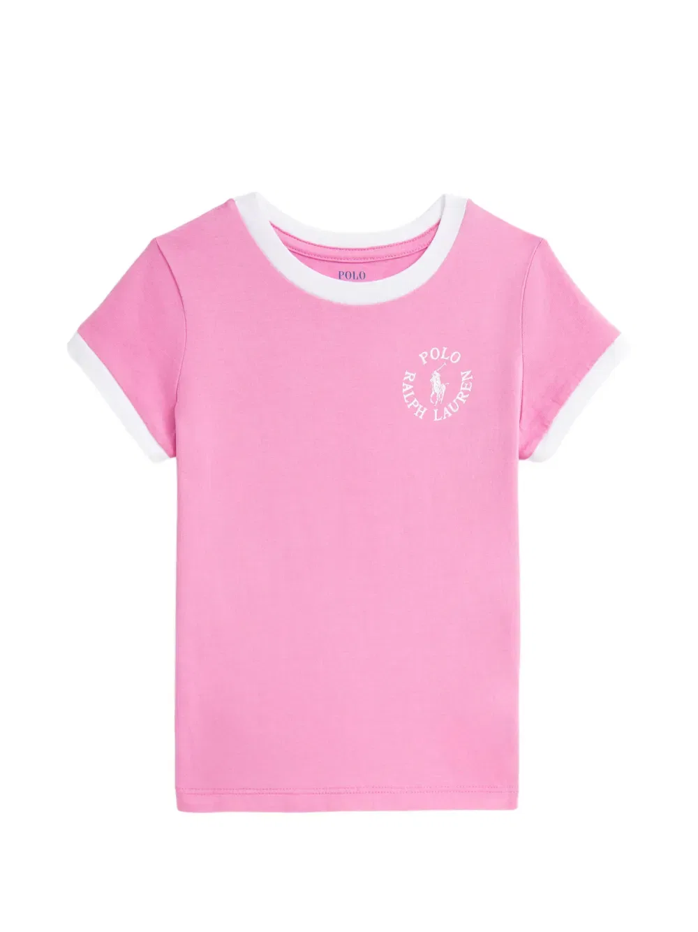 Футболка с контрастной отделкой и логотипом Polo Ralph Lauren Kids, розовый