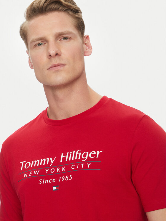 Футболка обычного кроя Center Stack MW0MW38621 Tommy Hilfiger, красный — фото 4