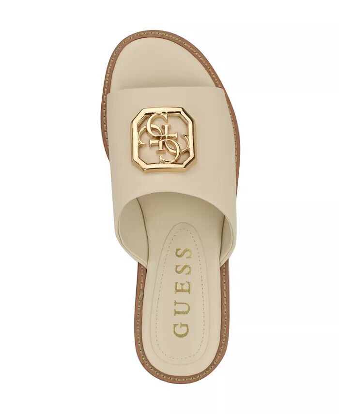 Женские соломенные босоножки Graysie Quattro G с декором на плоской подошве GUESS, слоновая кость/кремовый — фото 4