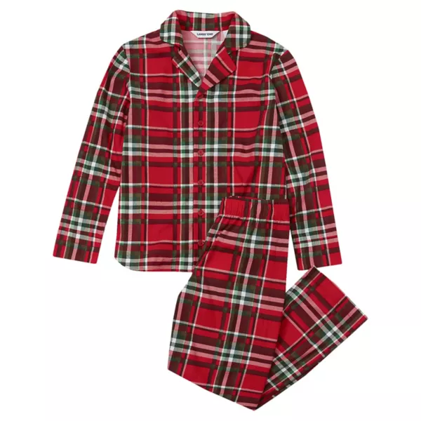 

Комплект пижамы из фланели: топ и брюки Lands' End, цвет red emerald plaid