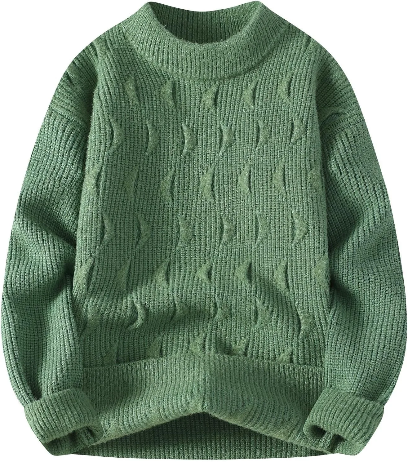 

Мужской вязаный пуловер с круглым вырезом и длинными рукавами