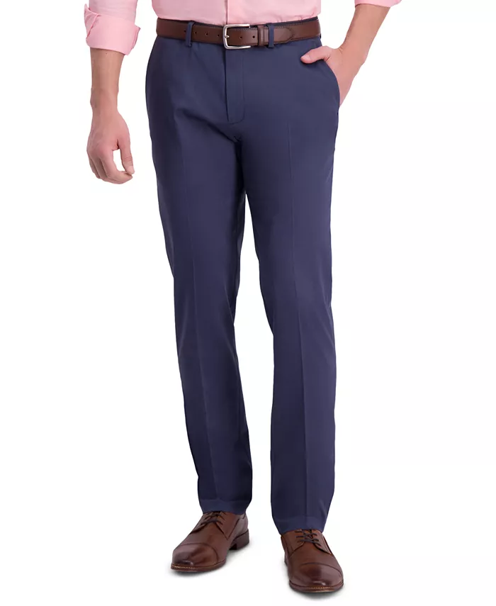 

Мужские брюки Premium Khaki Slim-Fit с плоской передней частью, не требующие глажки Haggar, синий