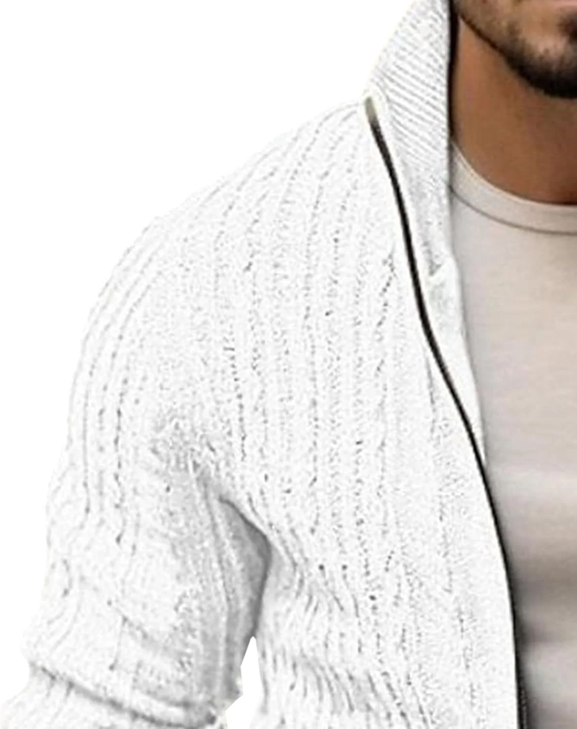 Мужской свитер с молнией и кабельным узором Slim Fit — фото 4