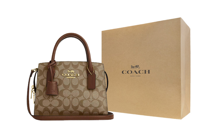 

COACH Сумка-шоппер из ткани с кожаными вставками малого размера женская хаки