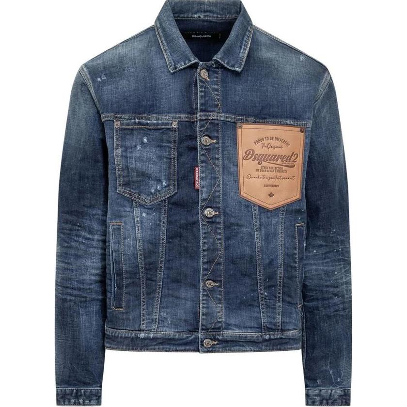 

DSQUARED 2 Куртка джинсовая потертая с нашивкой логотипом, Blue