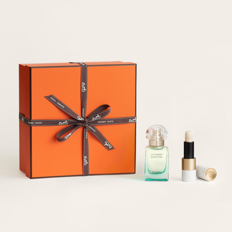 Подарочный набор Hermès: туалетная вода Un Jardin Sur Le Nil, 30 мл + увлажняющий бальзам для губ Rouge Lip Care Balm #75, 3,5 г — фото 3