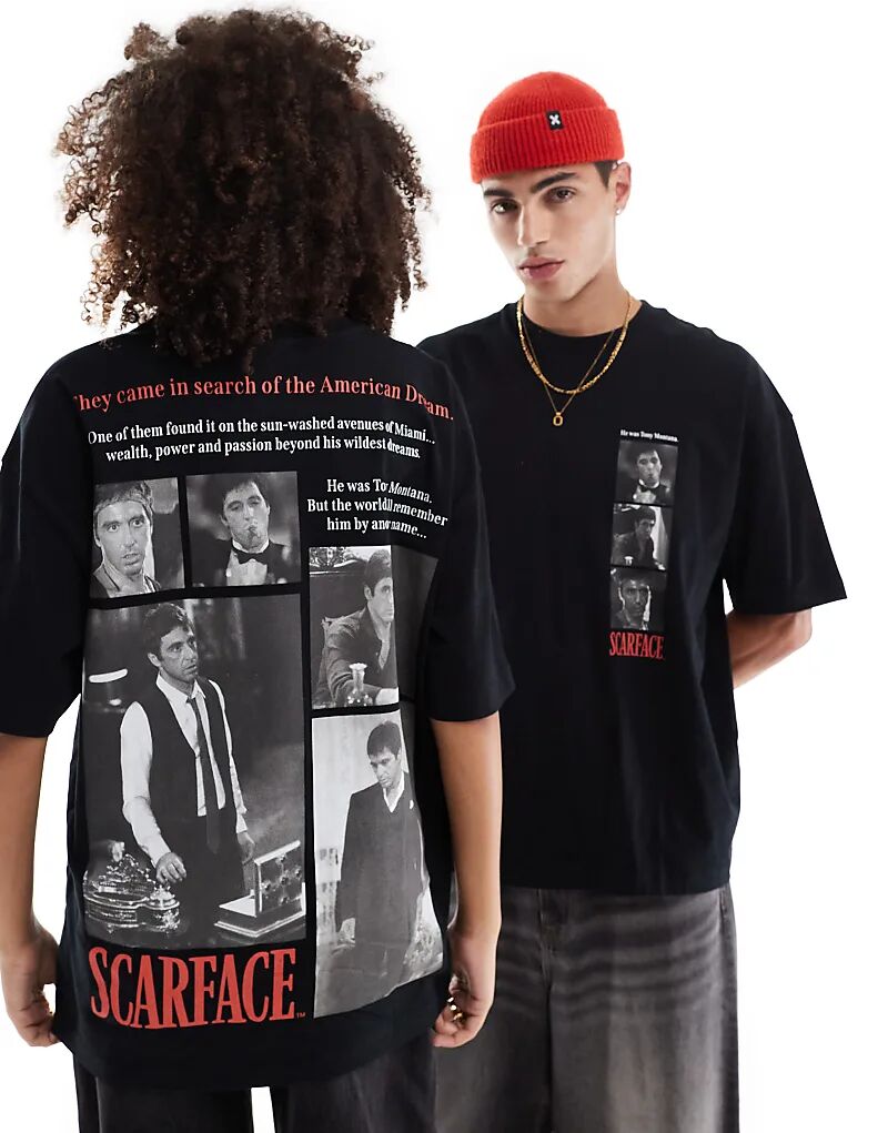 

Футболка унисекс оверсайз с принтом Scarface черного цвета ASOS DESIGN
