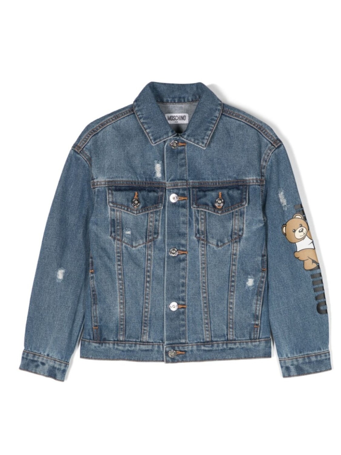 

Moschino Kids джинсовая куртка с принтом Teddy Bear, синий