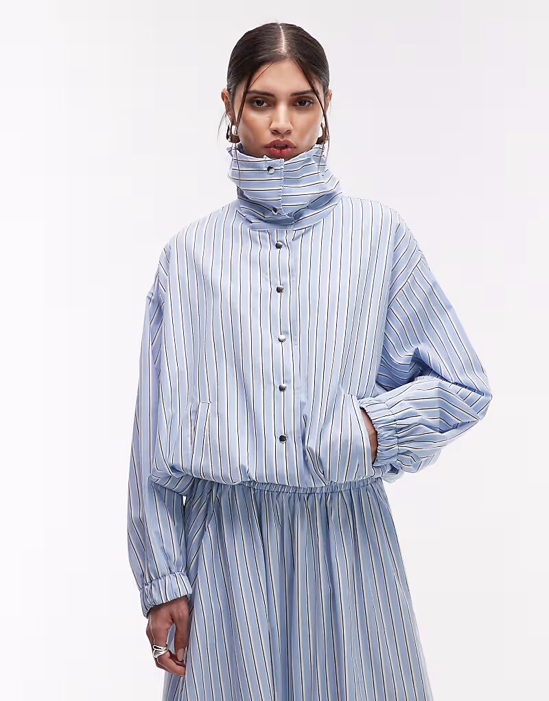 

Куртка-рубашка с воротником на пуговицах ASOS DESIGN в синюю полоску