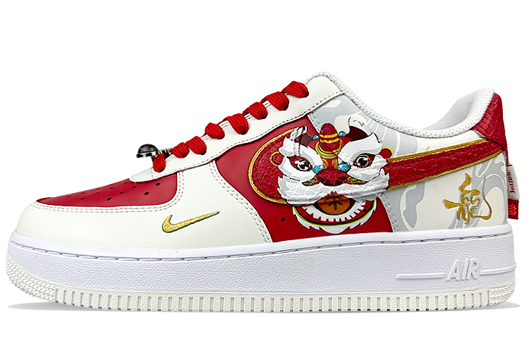 

Nike Кроссовки Air Force 1 Low Top Skateboard Unisex красные серые экрю, цвет Ecru