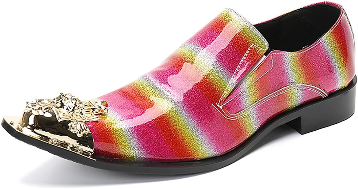 

Мужские слипоны Santimon, повседневные лоферы розового цвета, натуральная кожа, лоферы с монетницей, металлический носок в стиле вингтип, мокасины, модные туфли для выпускного, свадьбы, диско