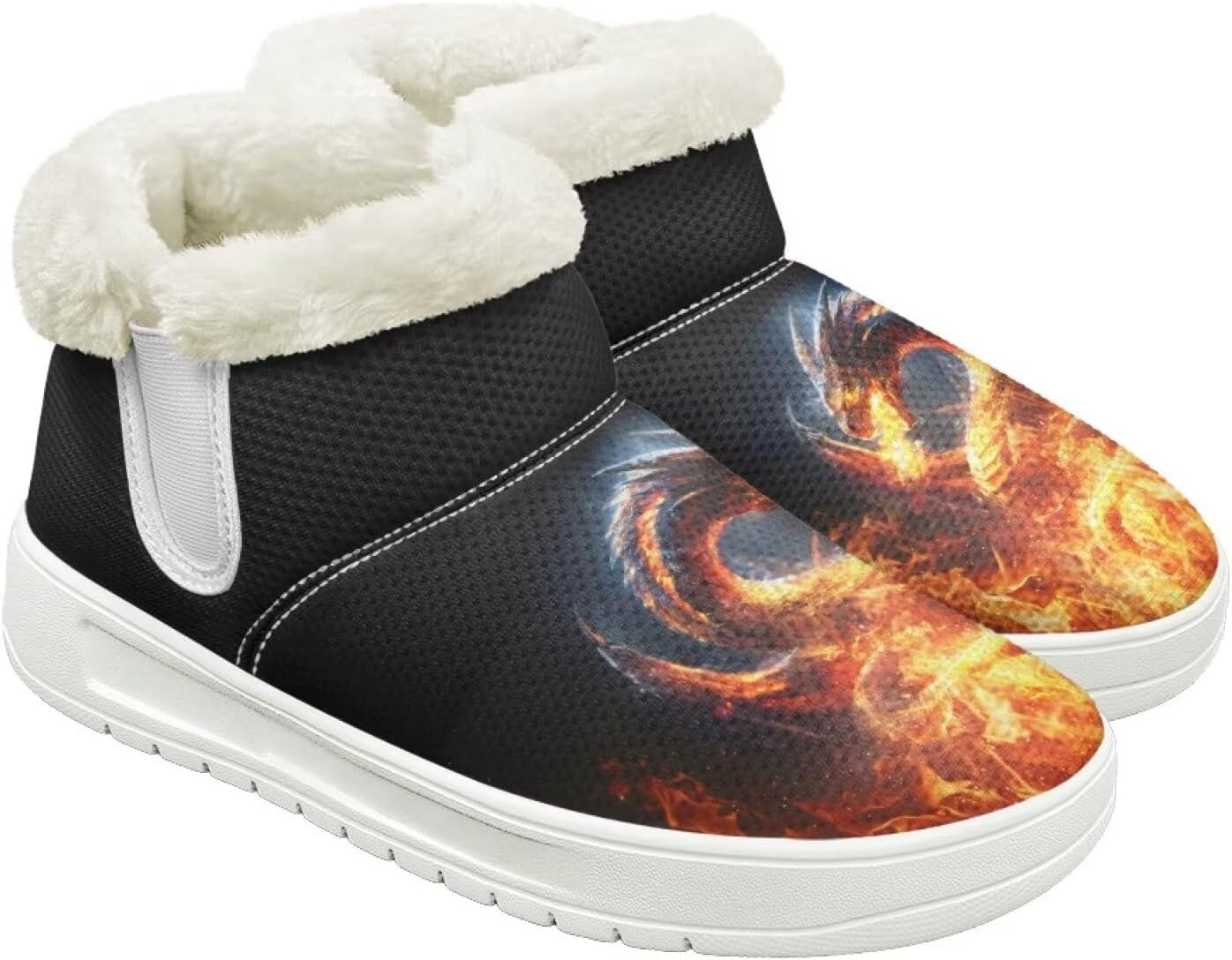 

Зимние ботинки для женщин и мужчин, пушистые снежные ботинки с флисовой подкладкой и тянущимся верхом Cugasmaru, Dragon