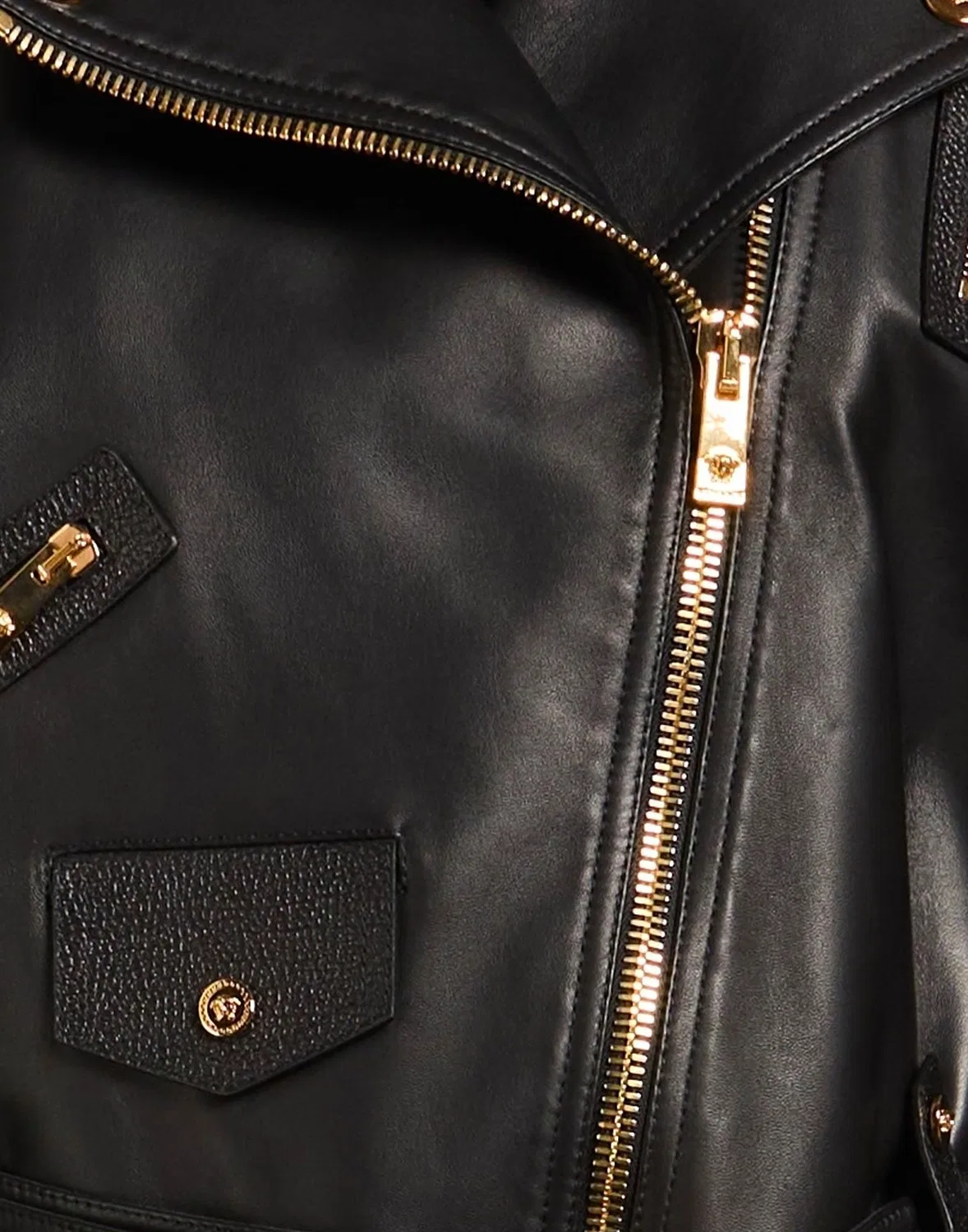 Куртка кожаная VERSACE черная — фото 4
