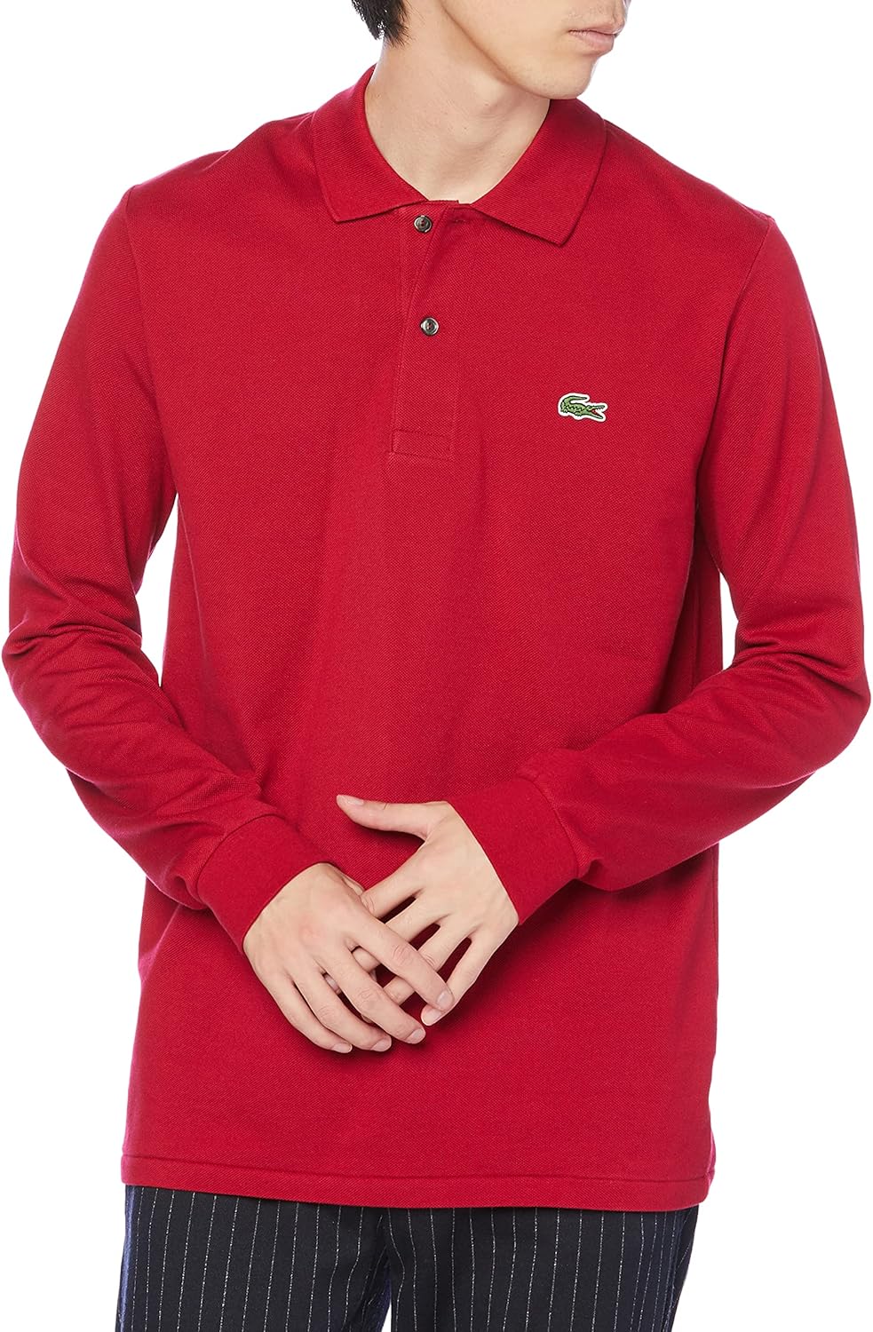 

Мужская поло-рубашка с длинным рукавом Lacoste L1312DL оригинального кроя, бордовый