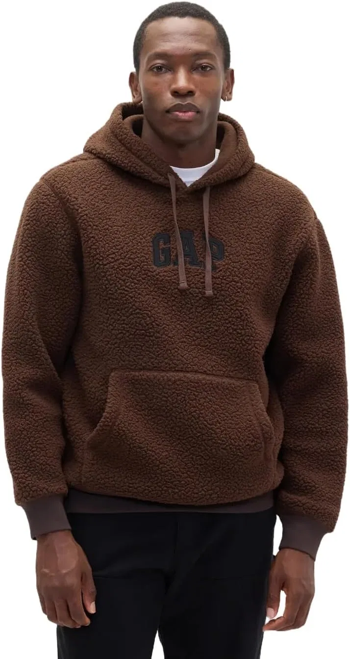 Толстовка GAP с капюшоном и ворсом, коричневый