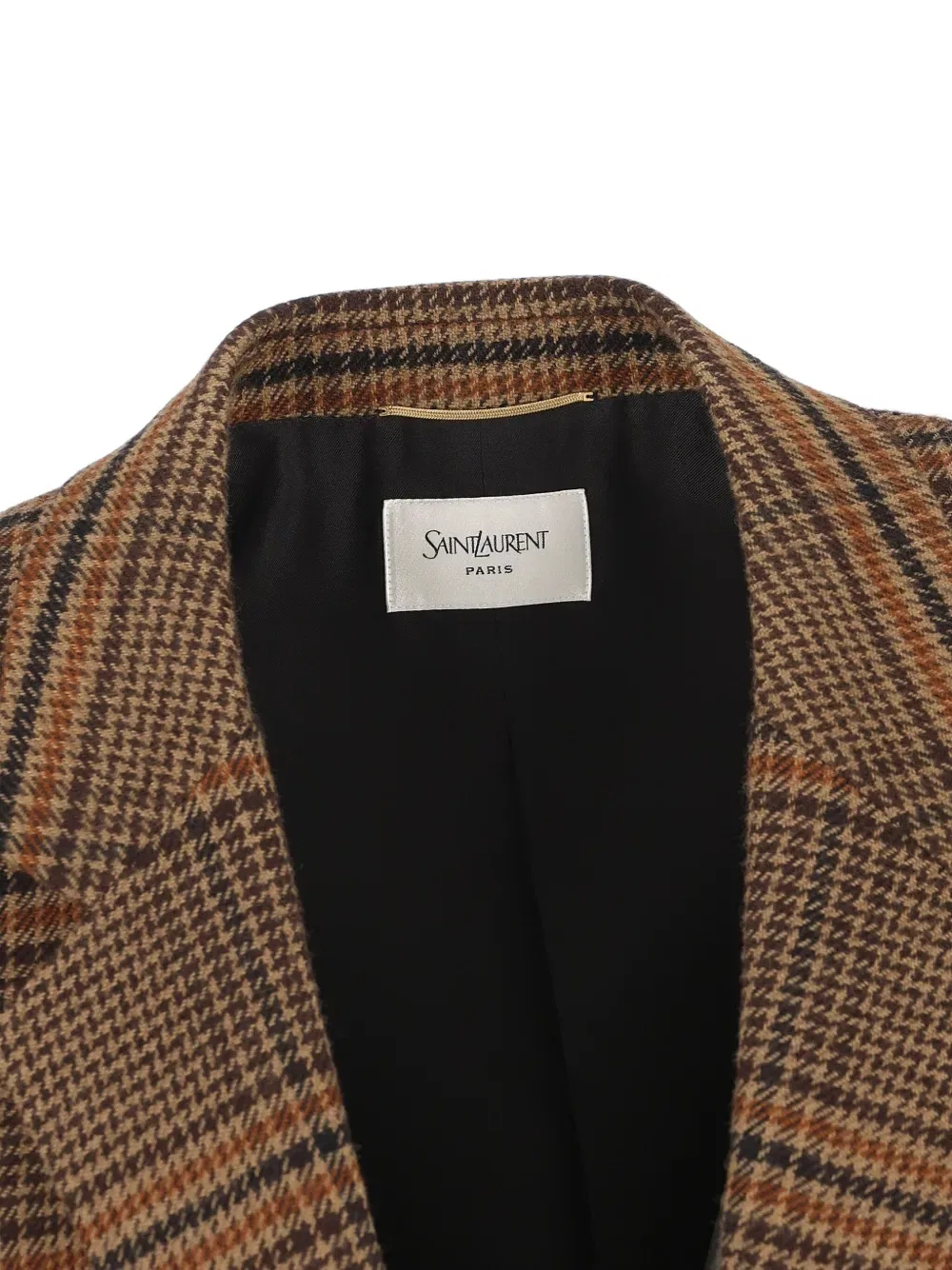 Блейзер в клетку «гусиная лапка» Saint Laurent, коричневый — фото 4