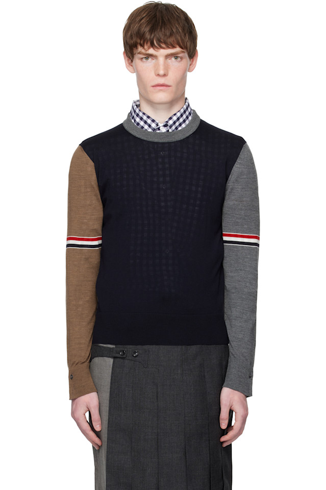 

Свитер из мериносовой шерсти свободного кроя Fun Mix Thom Browne, мультиколор