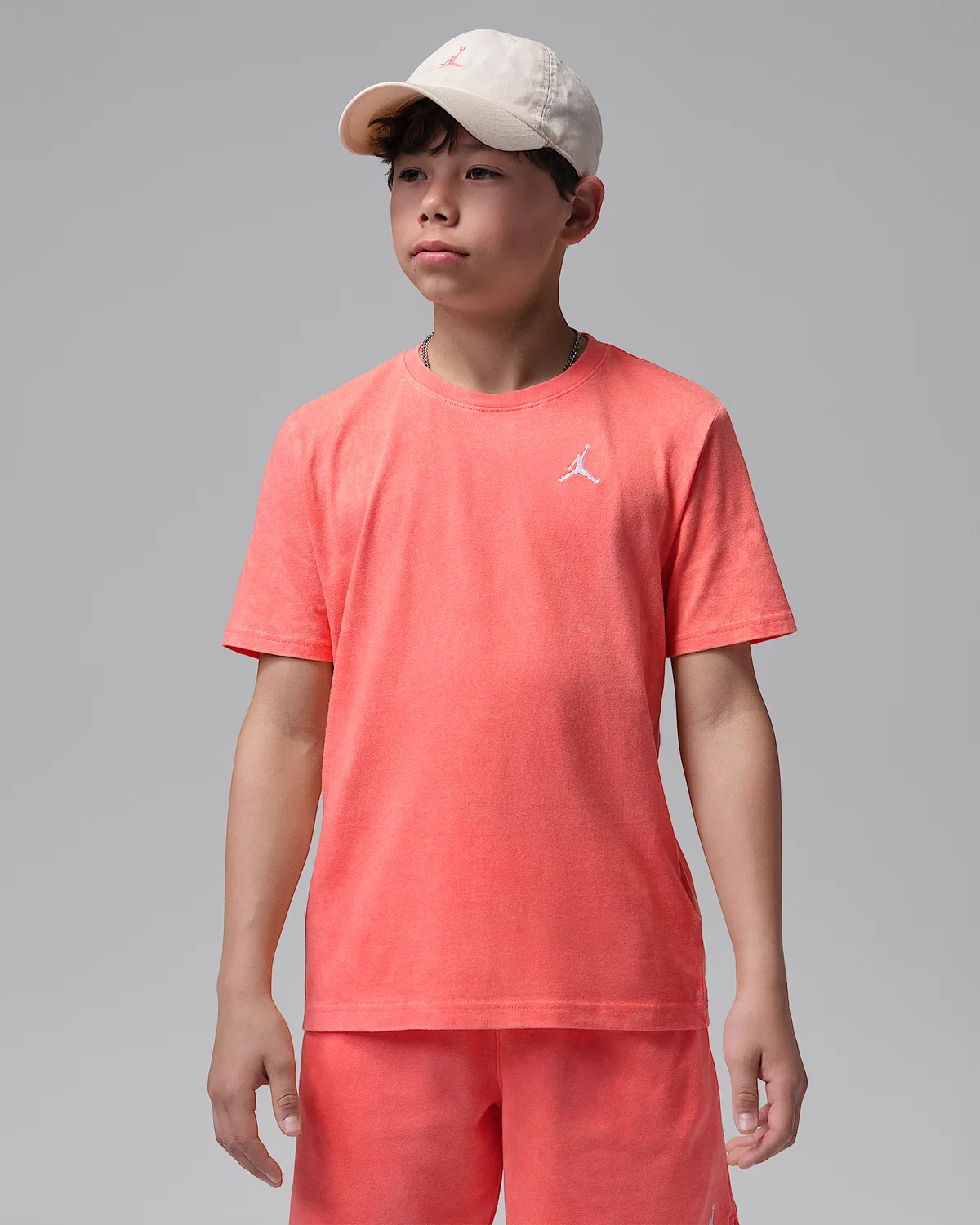 Детская футболка Air Embroidered Acid Wash Jordan, Bright Mango
