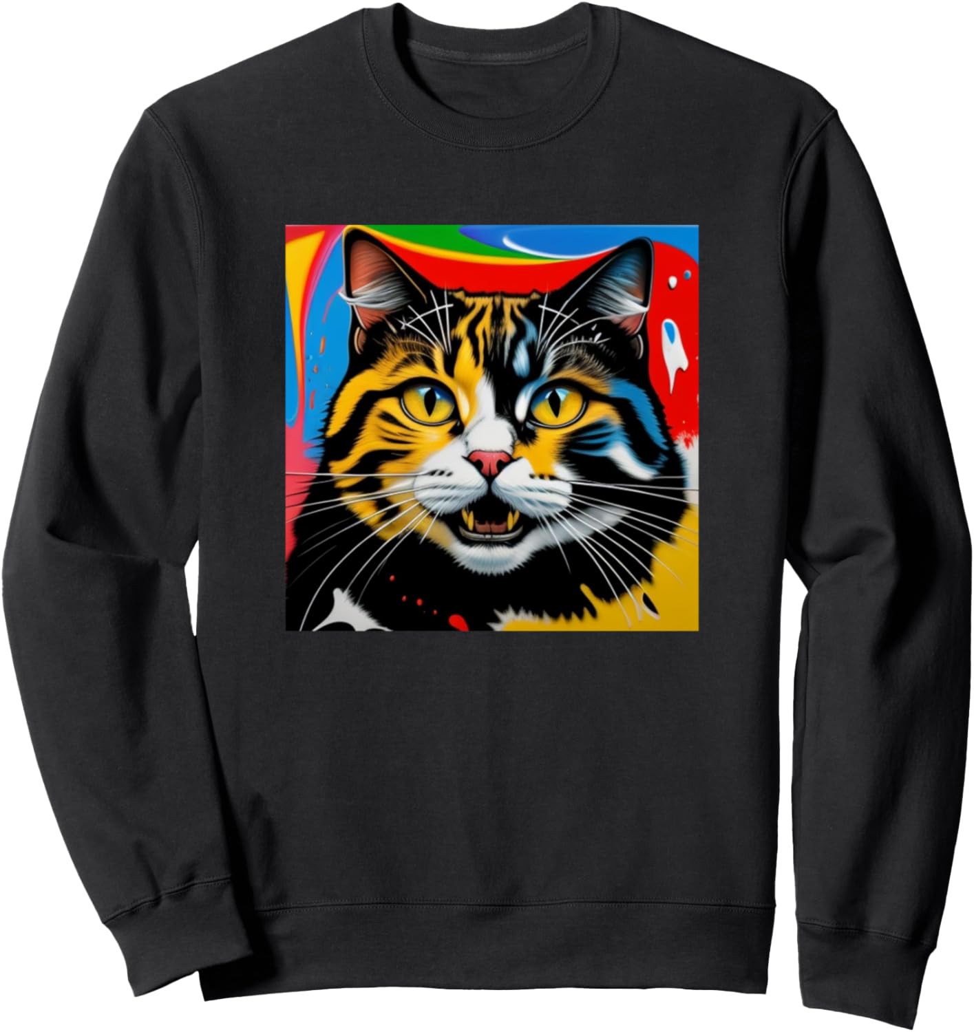 

Толстовка с рисунком «Злые кошачьи зубы» и красочным домиком для любителей кошек Cats - Merch Gift Men Women Kids Boy Girl, черный