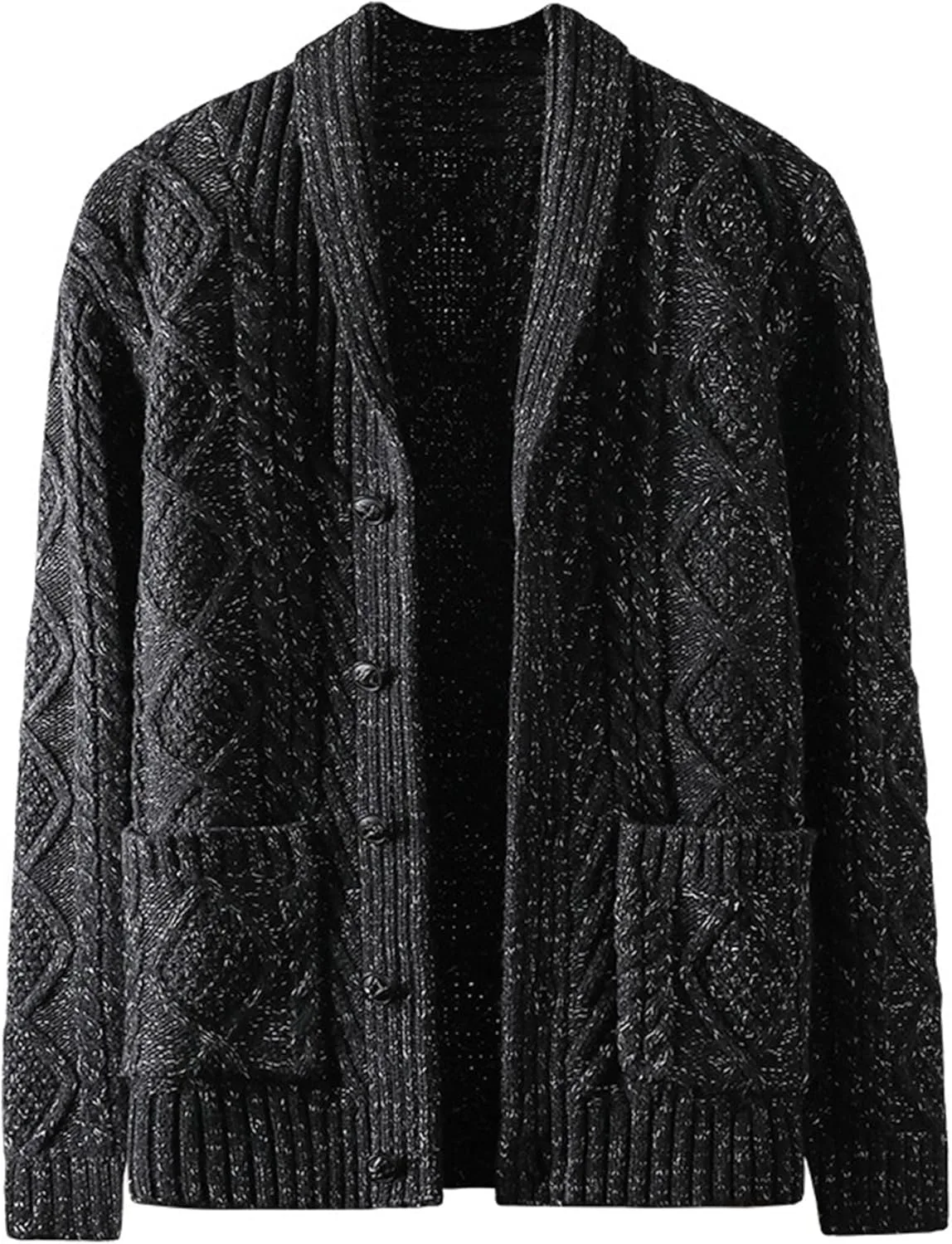 

Мужской кардиган с кабельной вязкой и карманами