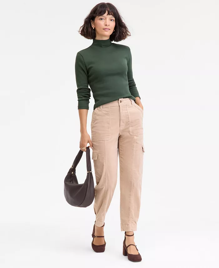 

Женский топ с высоким воротником из микро-ребра, XXS-4X On 34Th