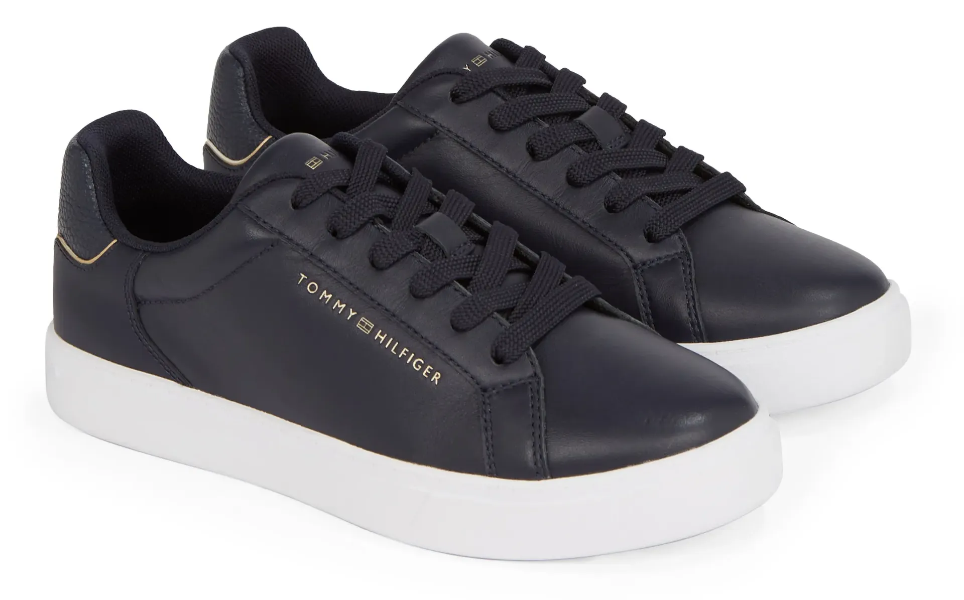 

Кроссовки на платформе Tommy Hilfiger "ESSENTIAL COURT SNEAKER", повседневная обувь, полуботинки, туфли на шнуровке с тисненым логотипом, синий