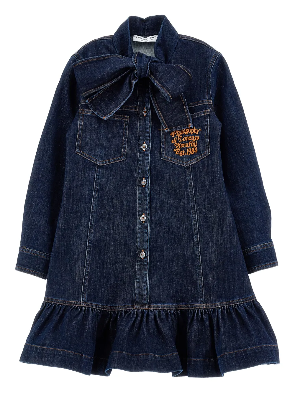 

Платье с бантом Philosophy Di Lorenzo Serafini Kids, синий