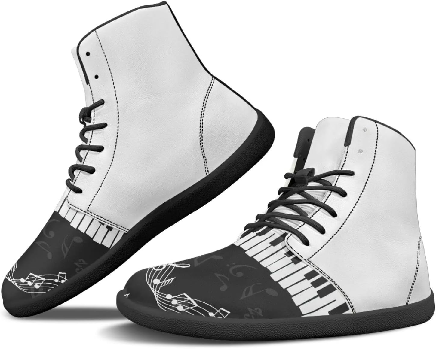 

Мужские кроссовки Barefoot Shoes с принтом музыкальных нот: высокие, с широким носком, на шнуровке, с нескользящей подошвой, для тренировок и бега Xixirimido, Piano Music Notes