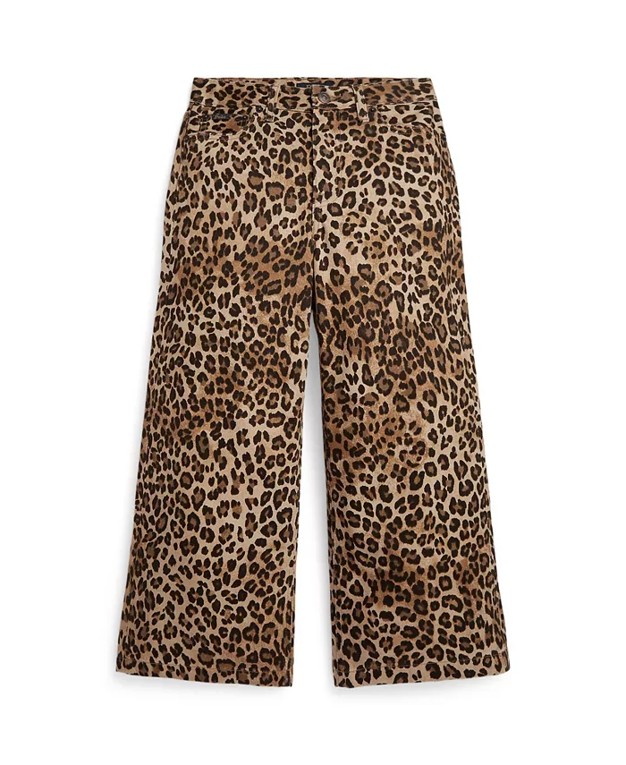 

Девчачьи джинсы 7-16 лет с леопардовым принтом и широкими штанинами Polo Ralph Lauren, мультиколор