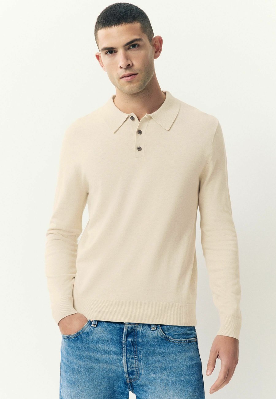 Поло Next SLIM FIT RICH LONG SLEEVE, Neutral Marl/Beige — фото 2