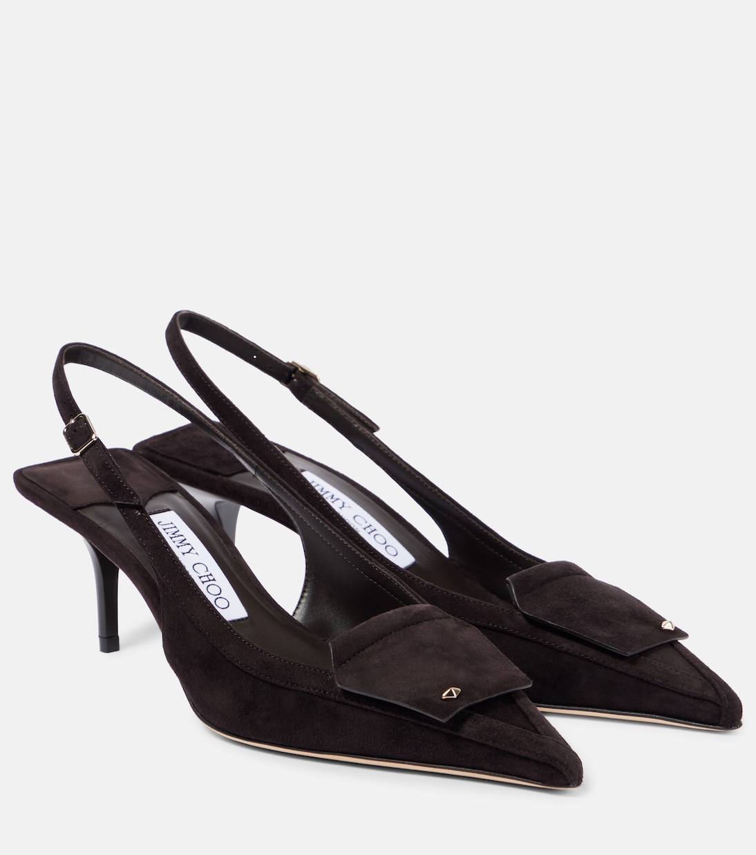 Замшевые туфли Frances 60 с открытой пяткой Jimmy Choo, кофе