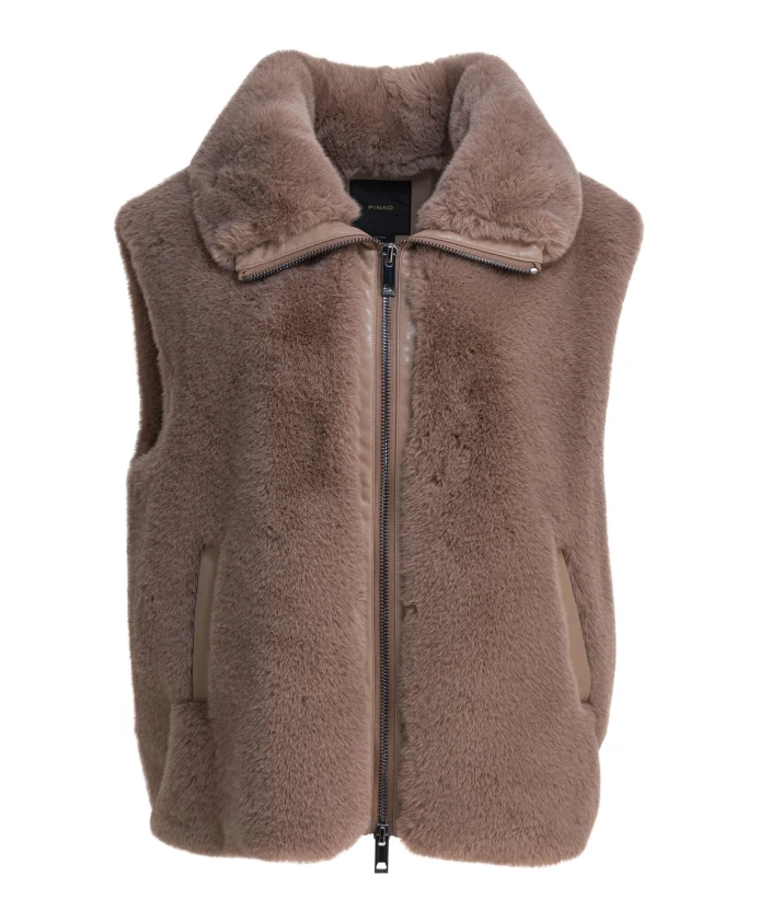 

Бежевая женская куртка осень-зима 2025 Pinko, коричневый